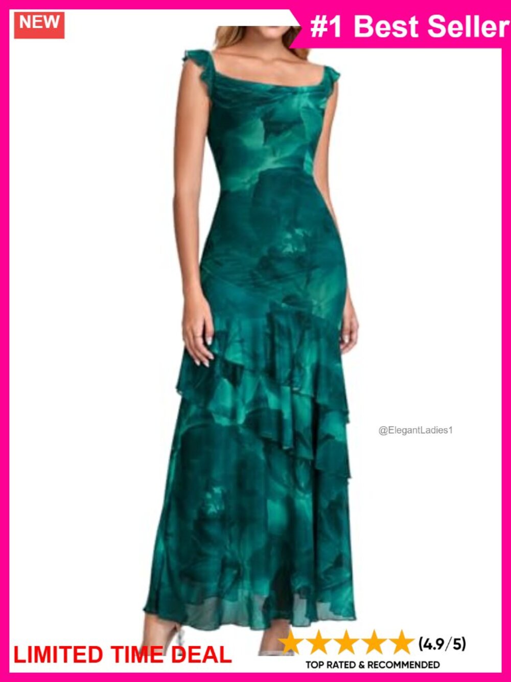 Floral Mesh Maxi Dress Cowl Neck Ruffle Bodycon Formal Wedding Guest